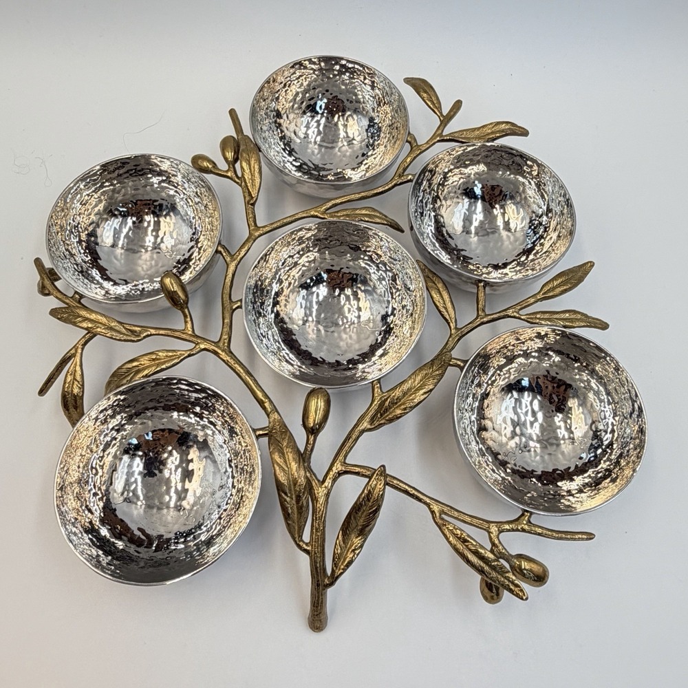 Michael Aram Olive Branch Seder Plate Passover Stainless Steel Brass